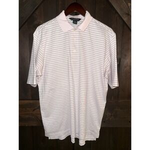 Brooks Brothers Polo Golf Shirt Cotton Pique Knit Pink Stripe Sz M Original‎ Fit